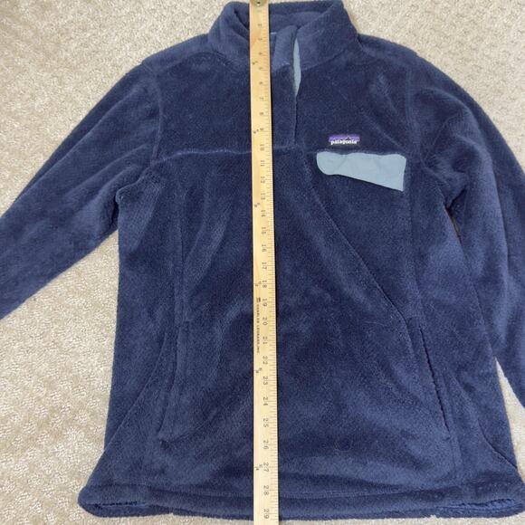 Patagonia Sweater Women XL Fleece Retool Snap T Pullover Jacket Navy Blue - Picture 10 of 12